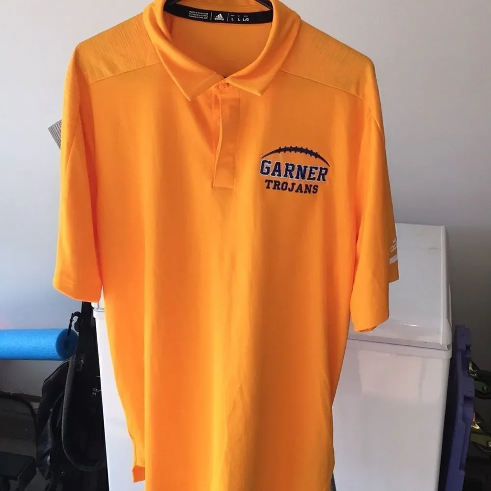 New adidas Garner High School Gold Trojans Coach golf polo shirt-Scotty McCreery